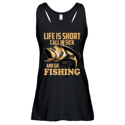 Life Is Short Call In Sick And Go Fishing Ladies Essential Flowy Tank