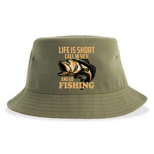 Life Is Short Call In Sick And Go Fishing Sustainable Bucket Hat