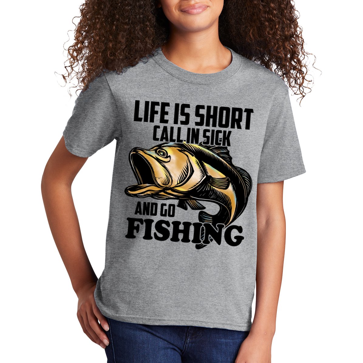 Life Is Short Call In Sick And Go Fishing Kids T-Shirt