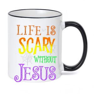 Life Is Scary Without Jesus Halloween Costume 11oz Black Color Changing Mug