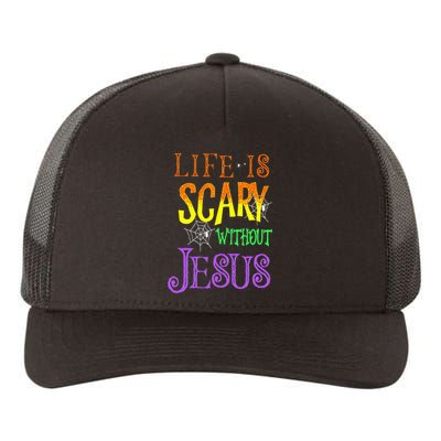 Life Is Scary Without Jesus Halloween Costume Yupoong Adult 5-Panel Trucker Hat