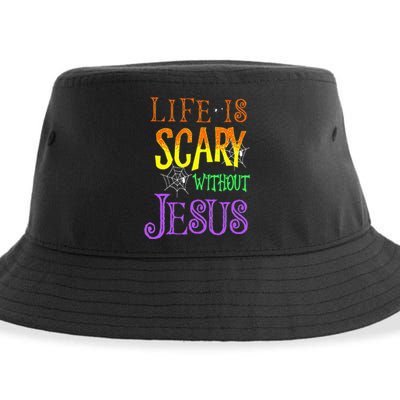 Life Is Scary Without Jesus Halloween Costume Sustainable Bucket Hat