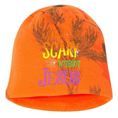 Life Is Scary Without Jesus Halloween Costume Kati - Camo Knit Beanie