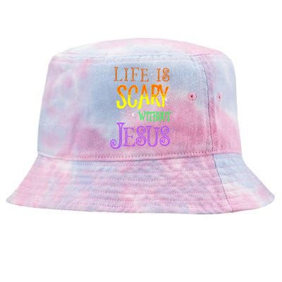 Life Is Scary Without Jesus Halloween Costume Tie-Dyed Bucket Hat