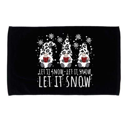 Let It Snow Winter Gnome Leopard Buffalo Plaid Snowflakes Gift Microfiber Hand Towel