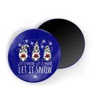 Let It Snow Winter Gnome Leopard Buffalo Plaid Snowflakes Gift Magnet