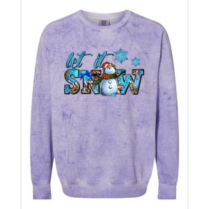 Let It Snow Winter Snow Christmas Holiday Leopard Print Gift Colorblast Crewneck Sweatshirt