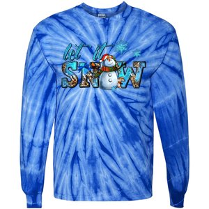 Let It Snow Winter Snow Christmas Holiday Leopard Print Gift Tie-Dye Long Sleeve Shirt