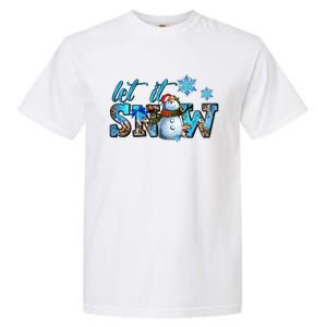 Let It Snow Winter Snow Christmas Holiday Leopard Print Gift Garment-Dyed Heavyweight T-Shirt