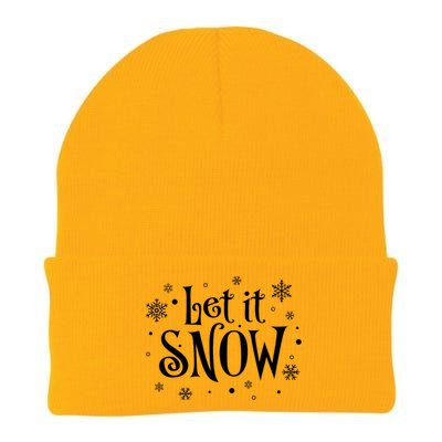 Let It Snow Christmas Snowflakes Knit Cap Winter Beanie