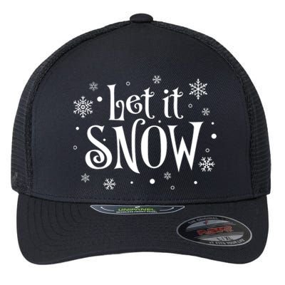 Let It Snow Christmas Snowflakes Flexfit Unipanel Trucker Cap