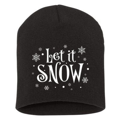 Let It Snow Christmas Snowflakes Short Acrylic Beanie