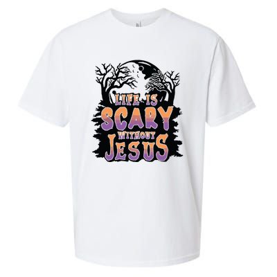 Life Is Scary Without Jesus Sueded Cloud Jersey T-Shirt