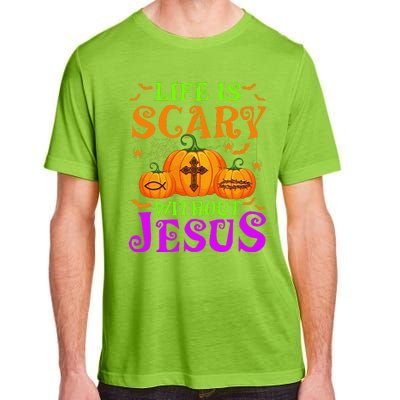 Life Is Scary Without Jesus Christian Halloween Gift Adult ChromaSoft Performance T-Shirt