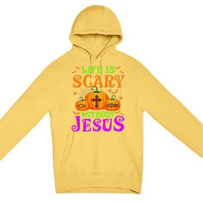 Life Is Scary Without Jesus Christian Halloween Gift Premium Pullover Hoodie