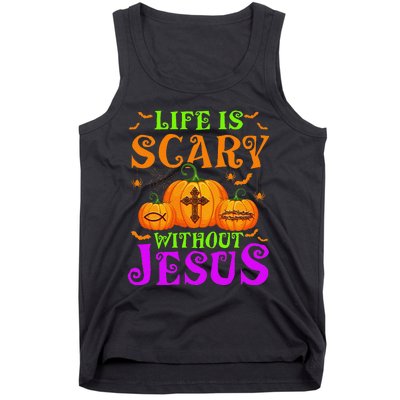 Life Is Scary Without Jesus Christian Halloween Gift Tank Top