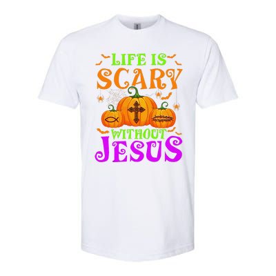 Life Is Scary Without Jesus Christian Halloween Gift Softstyle CVC T-Shirt