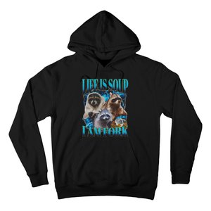 Life Is Soup I Am Fork Funny Raccoon Absurd Meme Hoodie