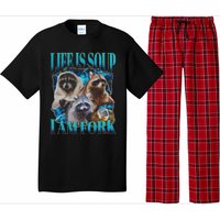 Life Is Soup I Am Fork Funny Raccoon Absurd Meme Pajama Set