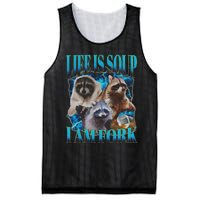 Life Is Soup I Am Fork Funny Raccoon Absurd Meme Mesh Reversible Basketball Jersey Tank