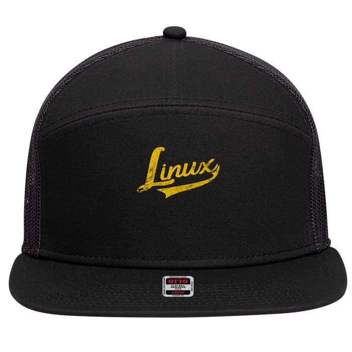 Linux It Systems Engineer Nerd Geek Throwback 7 Panel Mesh Trucker Snapback Hat