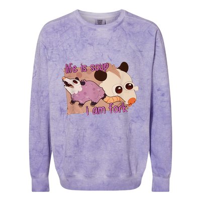 Life Is Soup I Am Fork Colorblast Crewneck Sweatshirt