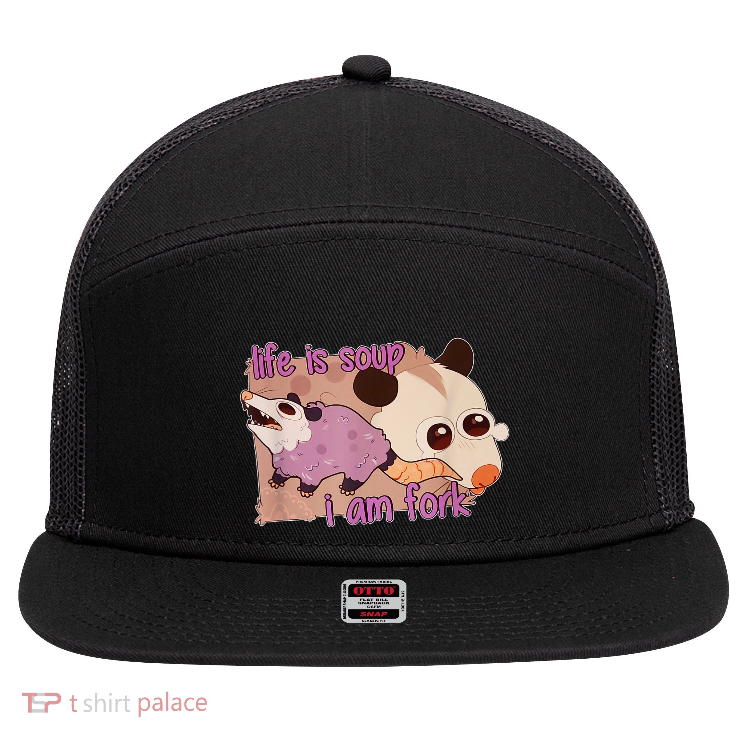 Life Is Soup I Am Fork 7 Panel Mesh Trucker Snapback Hat