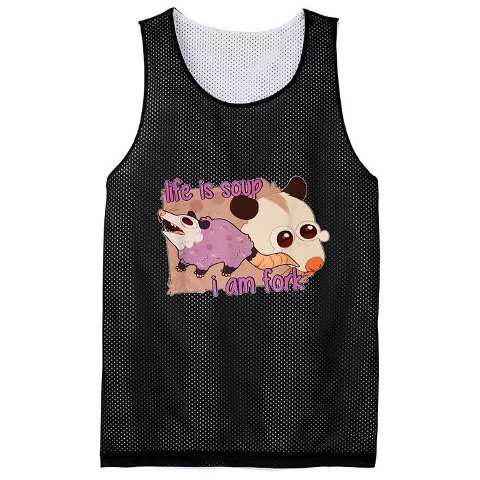 Life Is Soup I Am Fork Mesh Reversible Basketball Jersey Tank