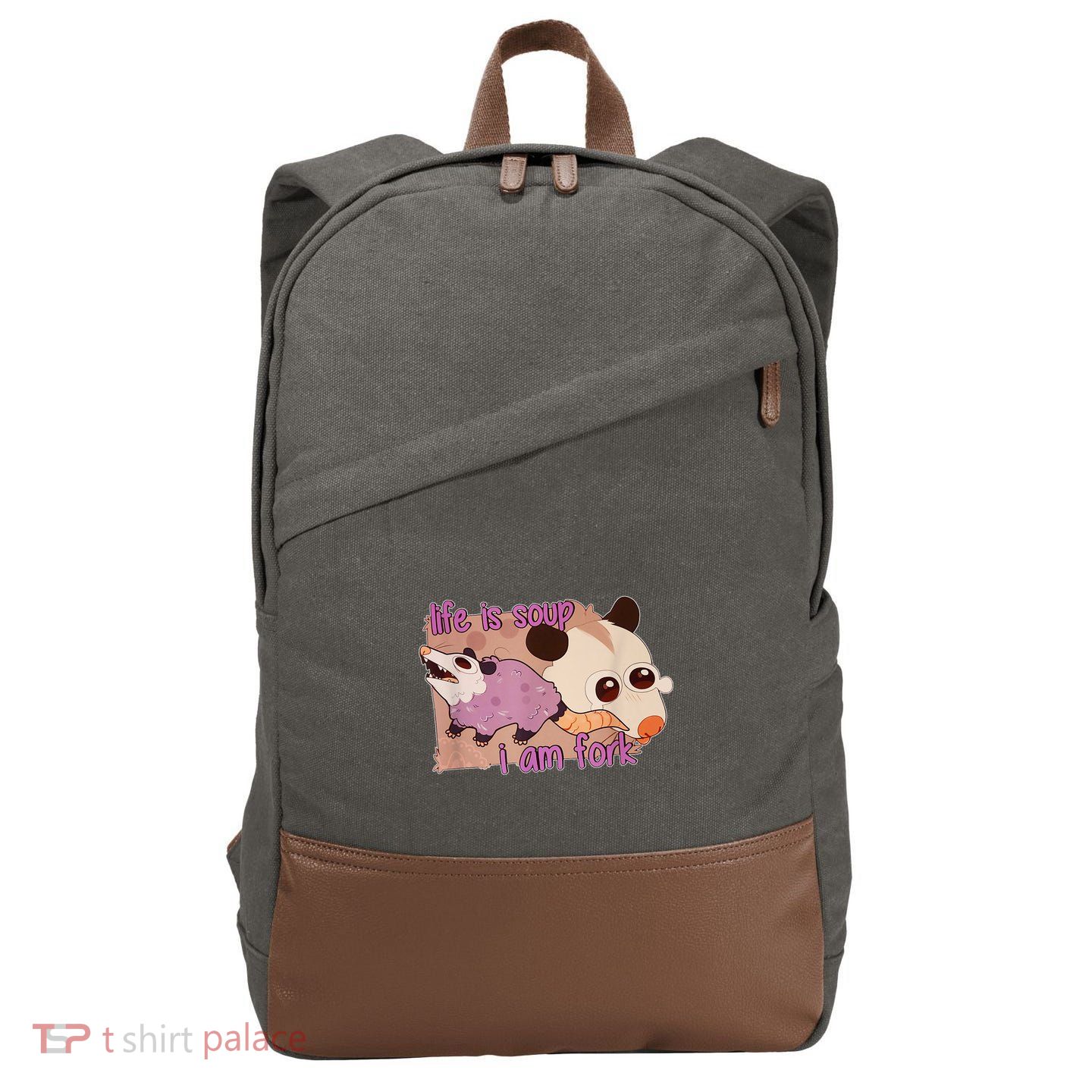 Life Is Soup I Am Fork Cotton Canvas Backpack