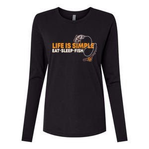 Life Is Simple Eat Sleep Fish Fisher Theme S Cool Gift Womens Cotton Relaxed Long Sleeve T-Shirt