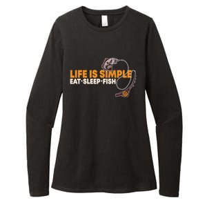 Life Is Simple Eat Sleep Fish Fisher Theme S Cool Gift Womens CVC Long Sleeve Shirt