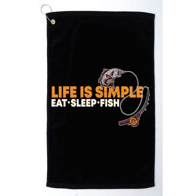 Life Is Simple Eat Sleep Fish Fisher Theme S Cool Gift Golf Towel