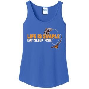 Life Is Simple Eat Sleep Fish Fisher Theme S Cool Gift Ladies Essential Tank