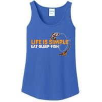 Life Is Simple Eat Sleep Fish Fisher Theme S Cool Gift Ladies Essential Tank