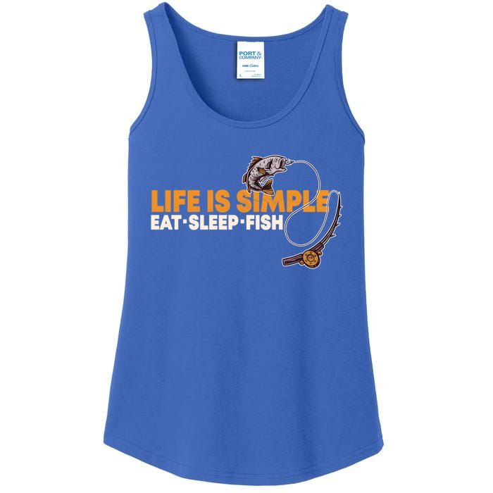 Life Is Simple Eat Sleep Fish Fisher Theme S Cool Gift Ladies Essential Tank