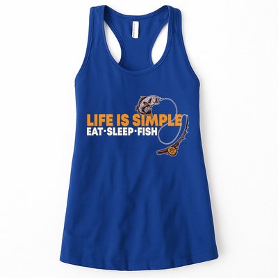 Life Is Simple Eat Sleep Fish Fisher Theme S Cool Gift Womens Tank Top