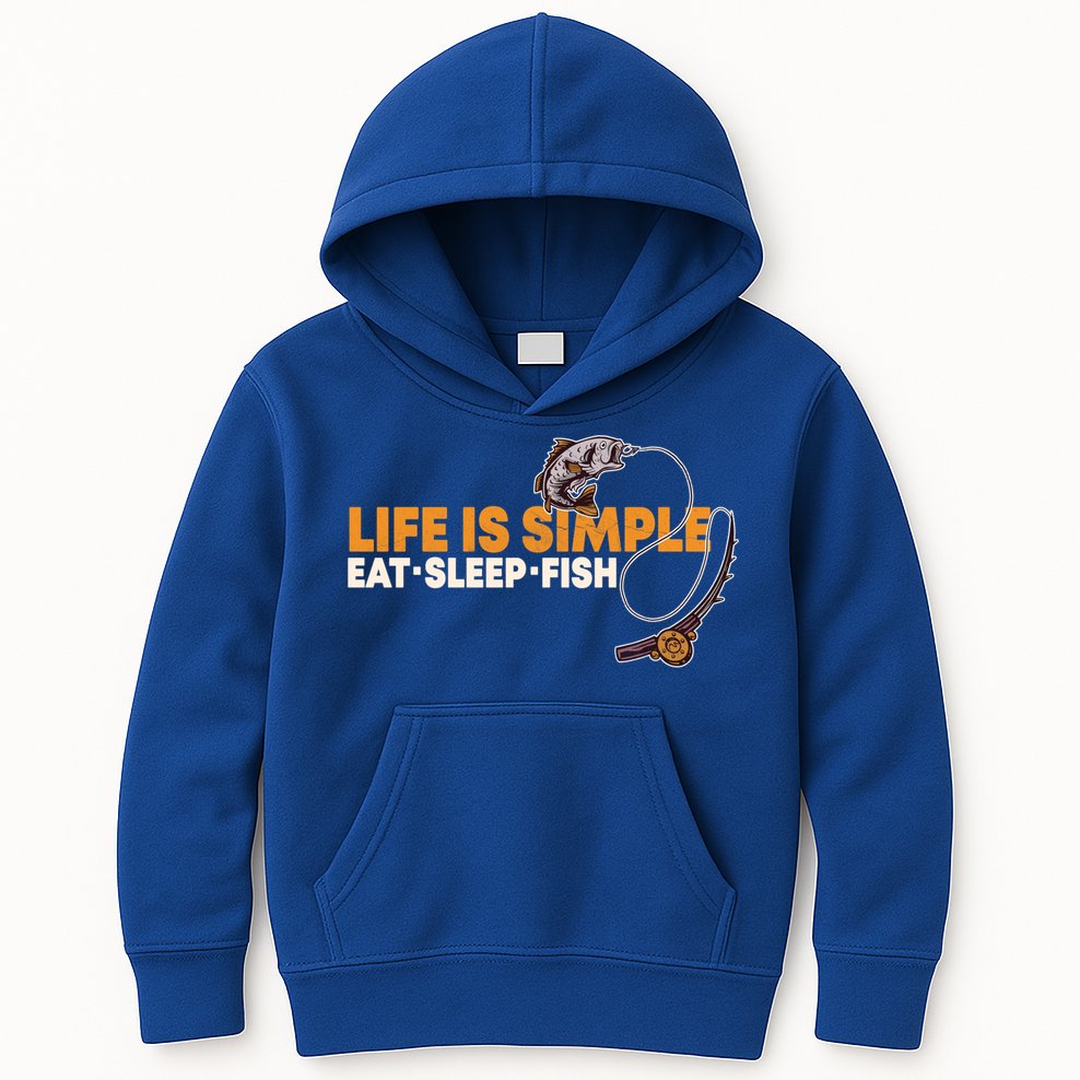 Life Is Simple Eat Sleep Fish Fisher Theme S Cool Gift Kids Hoodie