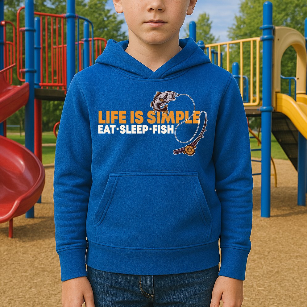Life Is Simple Eat Sleep Fish Fisher Theme S Cool Gift Kids Hoodie