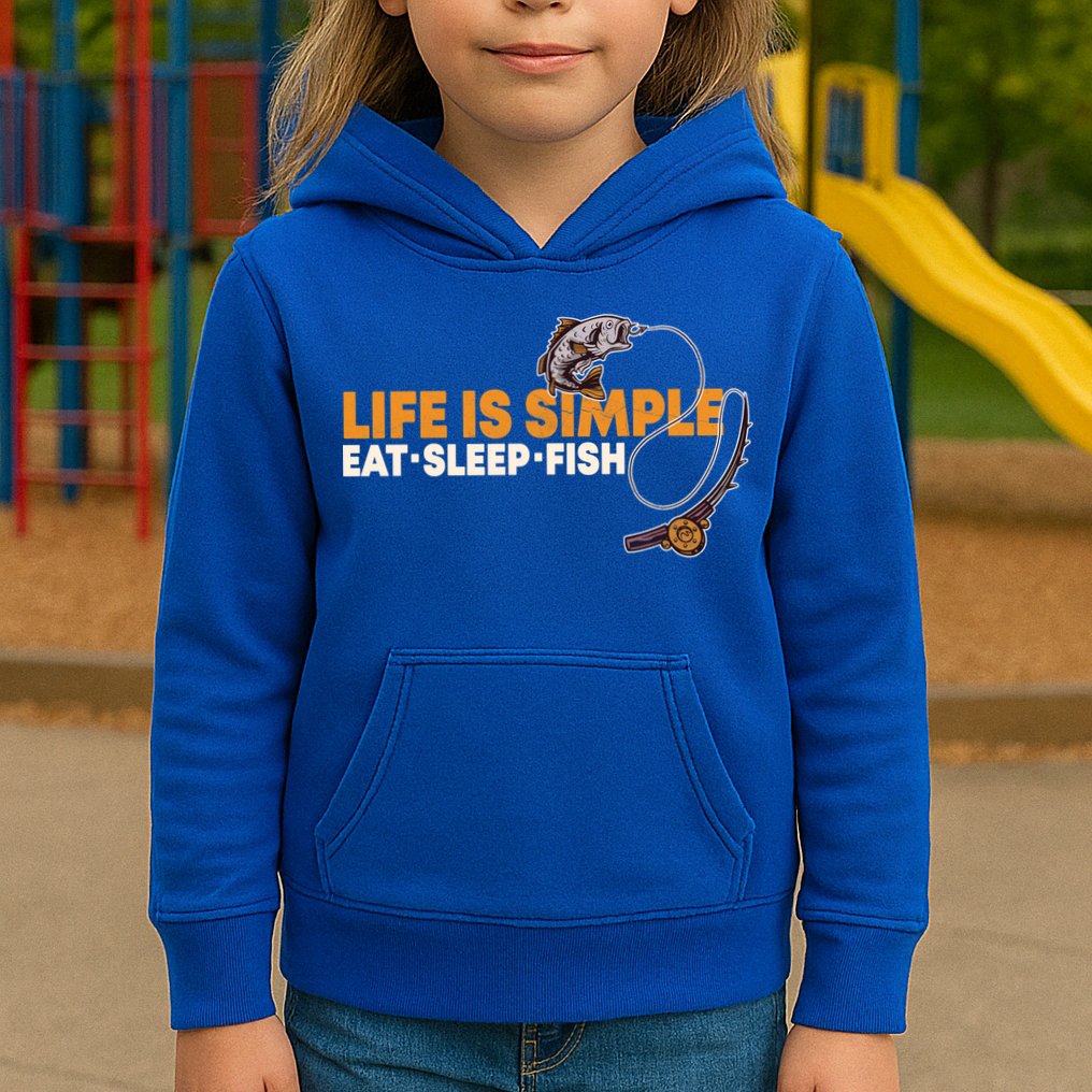 Life Is Simple Eat Sleep Fish Fisher Theme S Cool Gift Kids Hoodie
