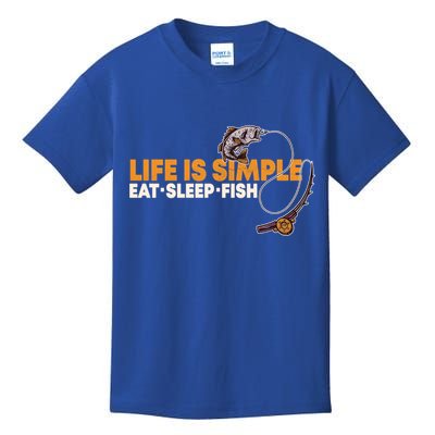 Life Is Simple Eat Sleep Fish Fisher Theme S Cool Gift Kids T-Shirt