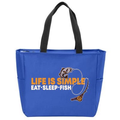 Life Is Simple Eat Sleep Fish Fisher Theme S Cool Gift Zip Tote Bag