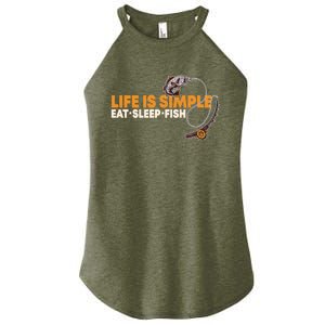 Life Is Simple Eat Sleep Fish Fisher Theme S Cool Gift Women's Perfect Tri Rocker Tank