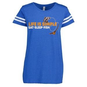 Life Is Simple Eat Sleep Fish Fisher Theme S Cool Gift Enza Ladies Jersey Football T-Shirt