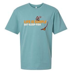 Life Is Simple Eat Sleep Fish Fisher Theme S Cool Gift Sueded Cloud Jersey T-Shirt