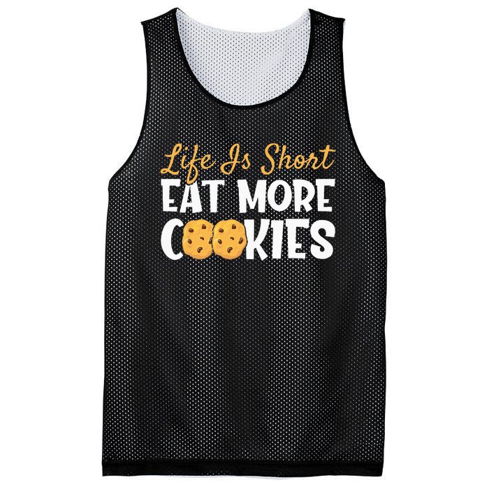 Life Is Short Eat More Cookies Baking Chocolate Cookie Mesh Reversible Basketball Jersey Tank