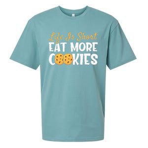 Life Is Short Eat More Cookies Baking Chocolate Cookie Sueded Cloud Jersey T-Shirt