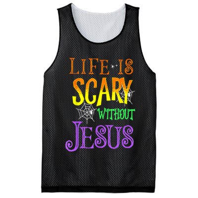 Life Is Scary Without Jesus Halloween Costume Mesh Reversible Basketball Jersey Tank