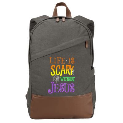 Life Is Scary Without Jesus Halloween Costume Cotton Canvas Backpack