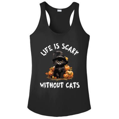 Life Is Scary Without Cats Halloween Black Cat Ladies PosiCharge Competitor Racerback Tank