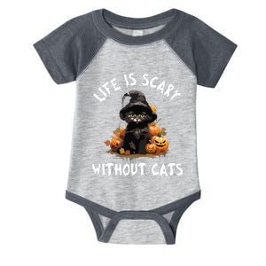 Life Is Scary Without Cats Halloween Black Cat Infant Baby Jersey Bodysuit